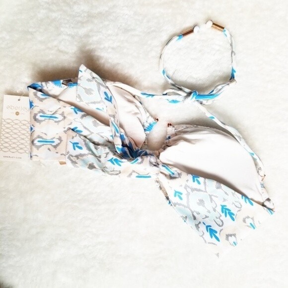 NWT Eberjey Women's Size Small Bleached‎ Blues Cecily Halter Bikini Top - Picture 4 of 10